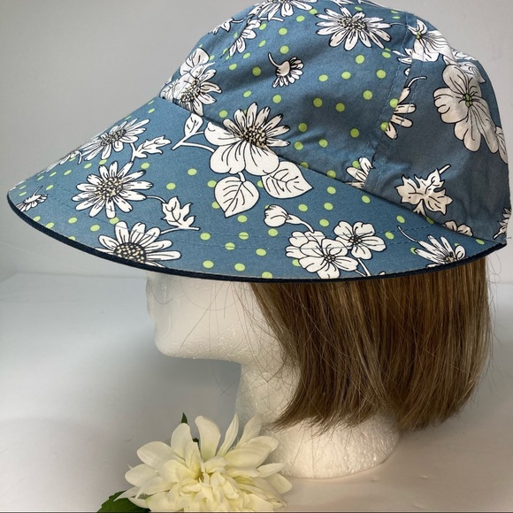 Reversible Sun Hat Wide Brim Navy Light Blue Floral NWOT - Picture 13 of 13